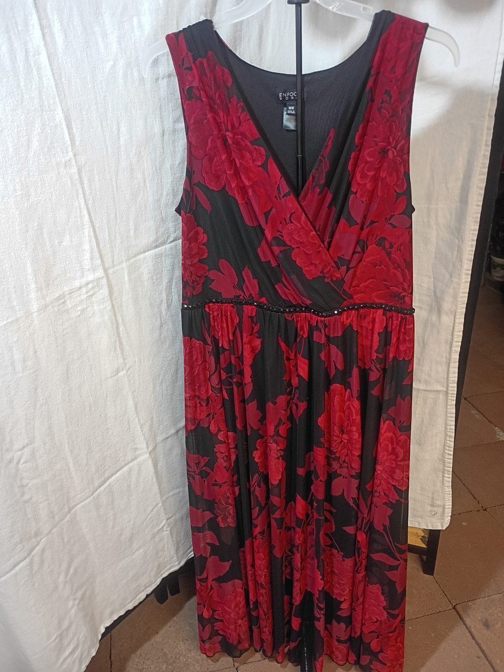 Enfocus Studio Red Floral Wrap Maxi Dress